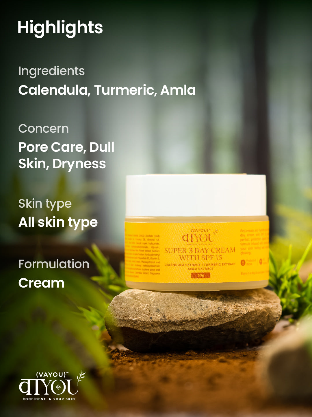 VaYou Super 3 Day Nourishing Day Cream SPF 15 with Calendula